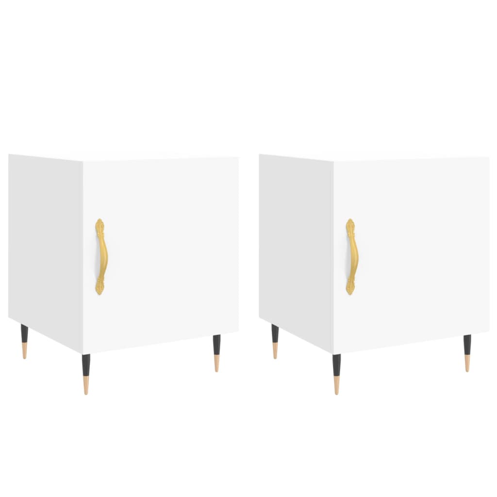 Comodini 2 pz Bianchi 40x40x50 cm in Legno Multistrato