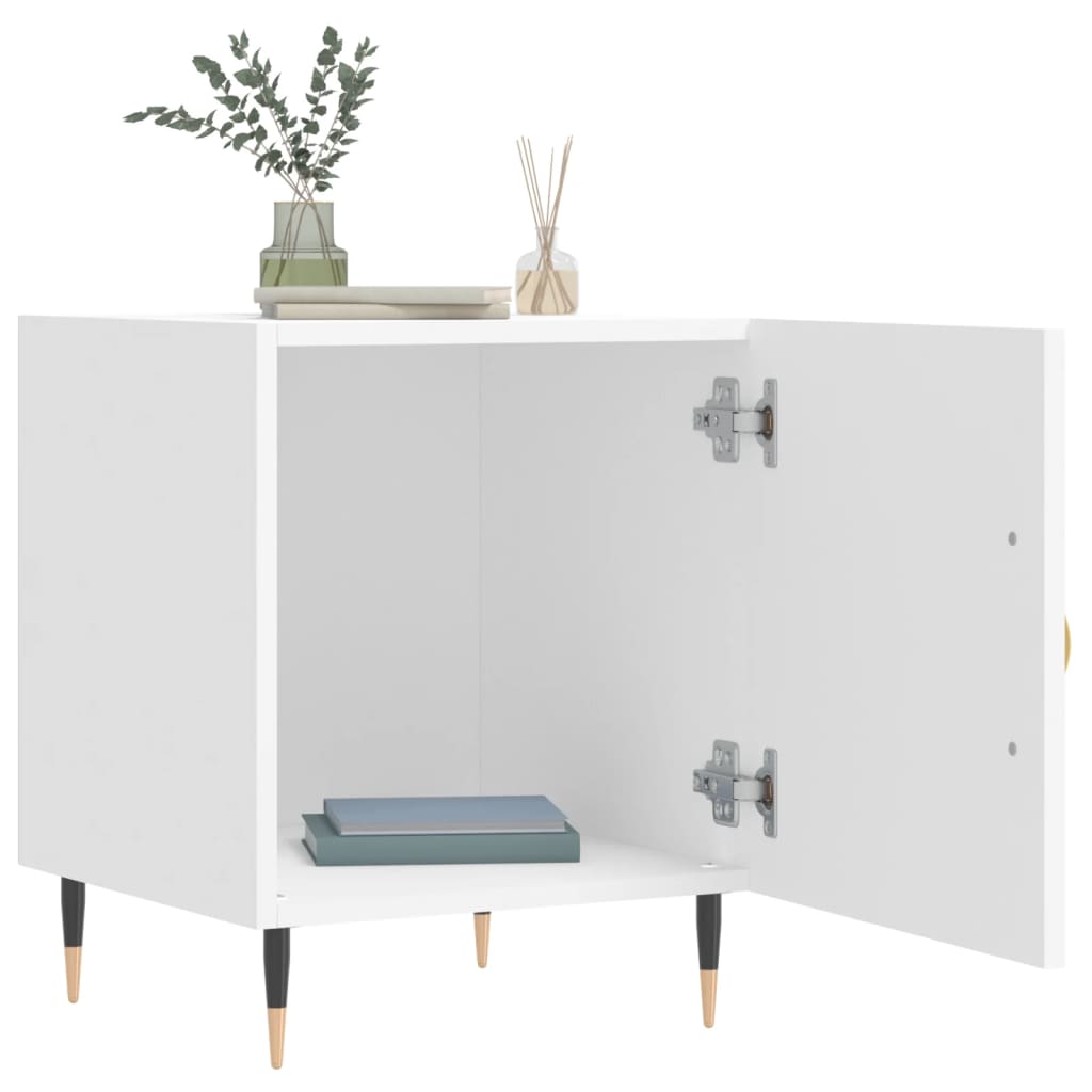 Comodini 2 pz Bianchi 40x40x50 cm in Legno Multistrato