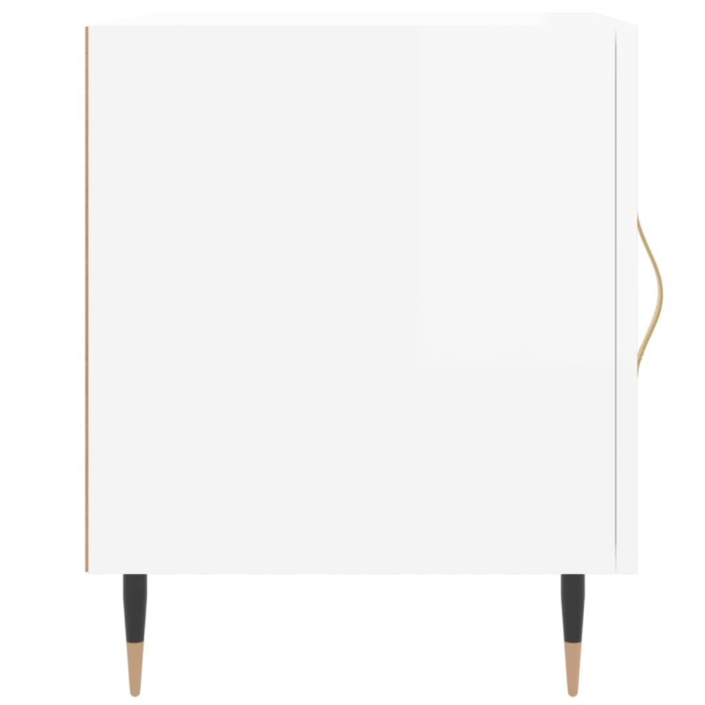 Comodini 2 pz Bianco Lucido 40x40x50 cm in Legno Multistrato