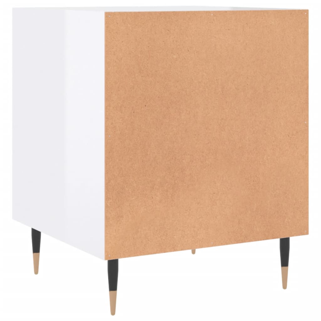 Comodini 2 pz Bianco Lucido 40x40x50 cm in Legno Multistrato