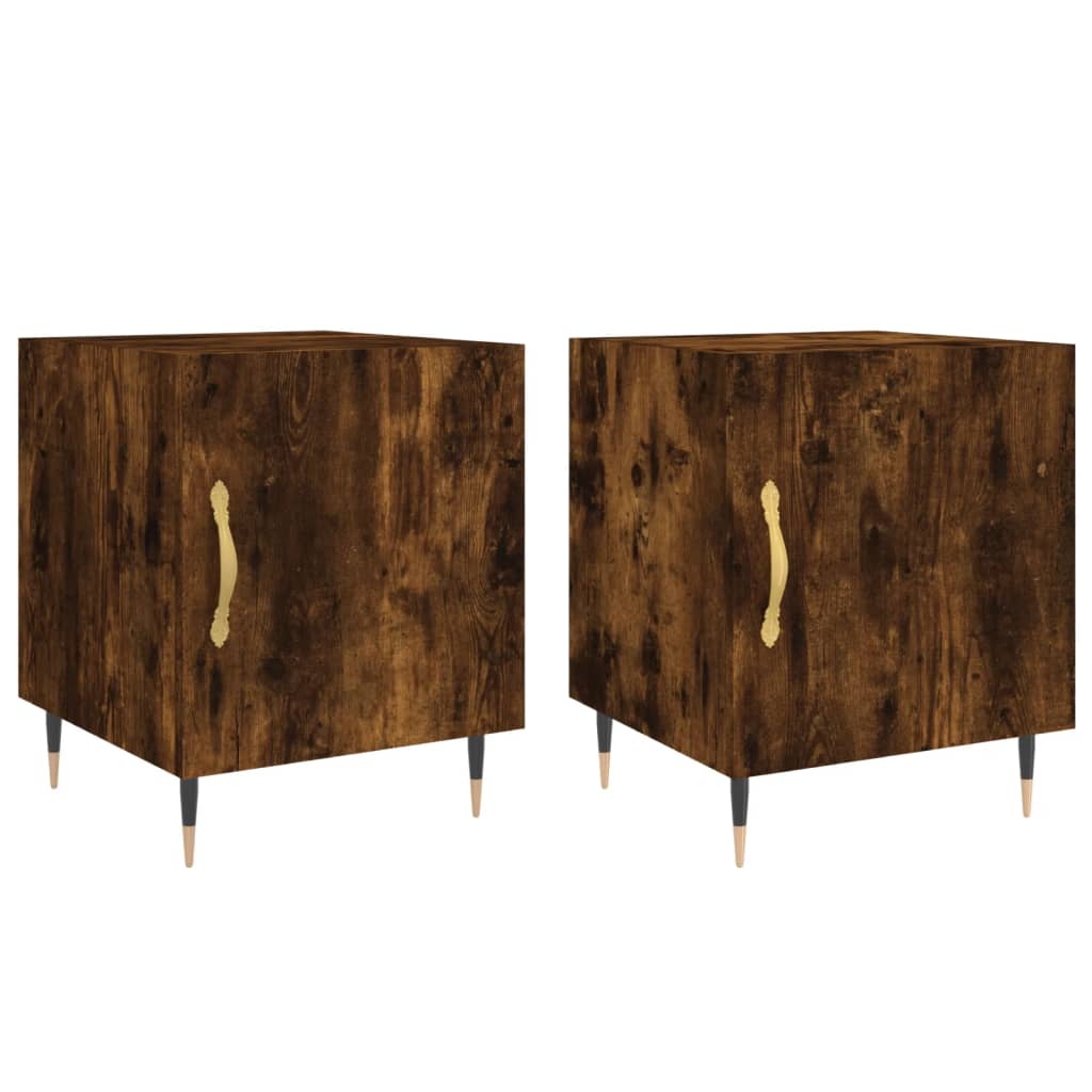 Comodini 2 pz Rovere Fumo 40x40x50 cm in Legno Multistrato