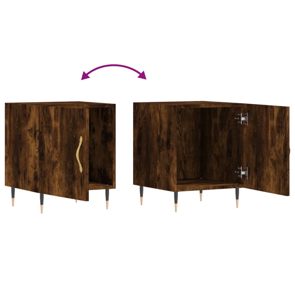 Comodini 2 pz Rovere Fumo 40x40x50 cm in Legno Multistrato