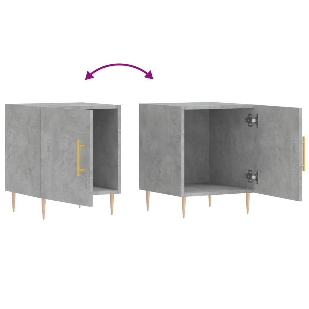 Comodini 2 pz Grigio Cemento 40x40x50 cm in Legno Multistrato