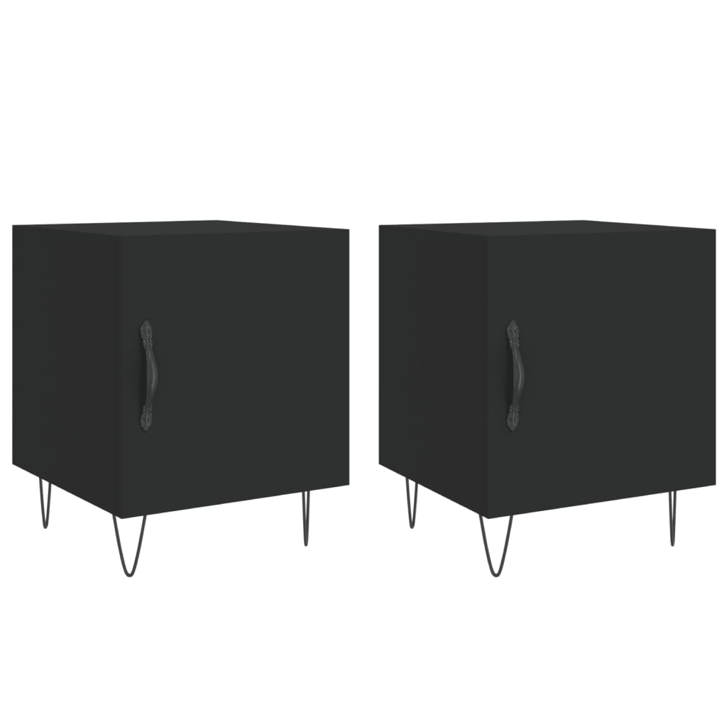 Comodini 2 pz Neri 40x40x50 cm in Legno Multistrato