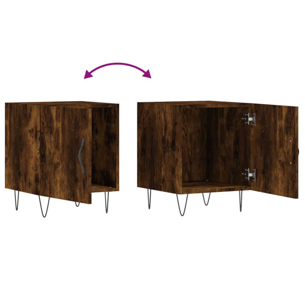 Comodini 2 pz Rovere Fumo 40x40x50 cm in Legno Multistrato