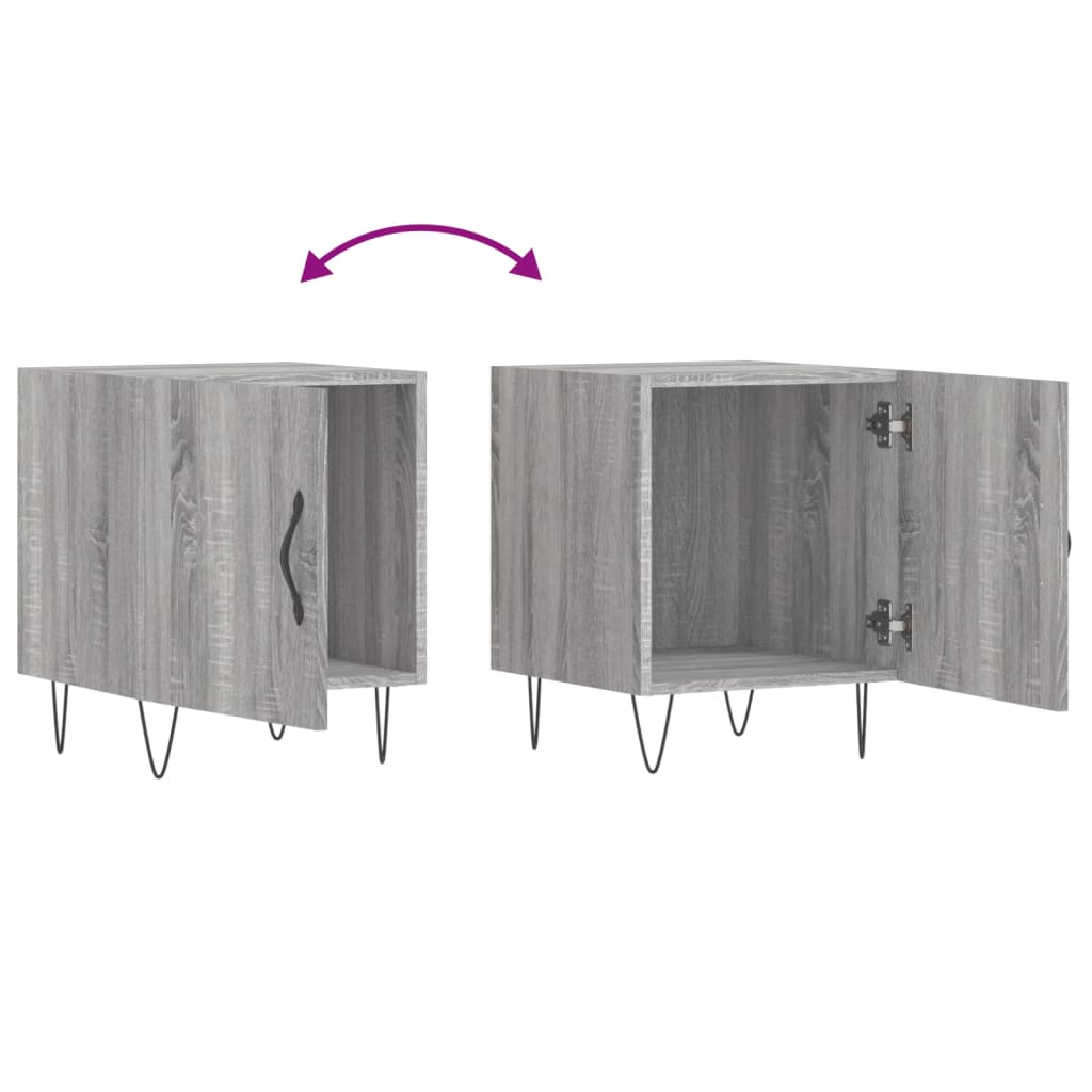 Comodini 2 pz Grigio Sonoma 40x40x50 cm in Legno Multistrato