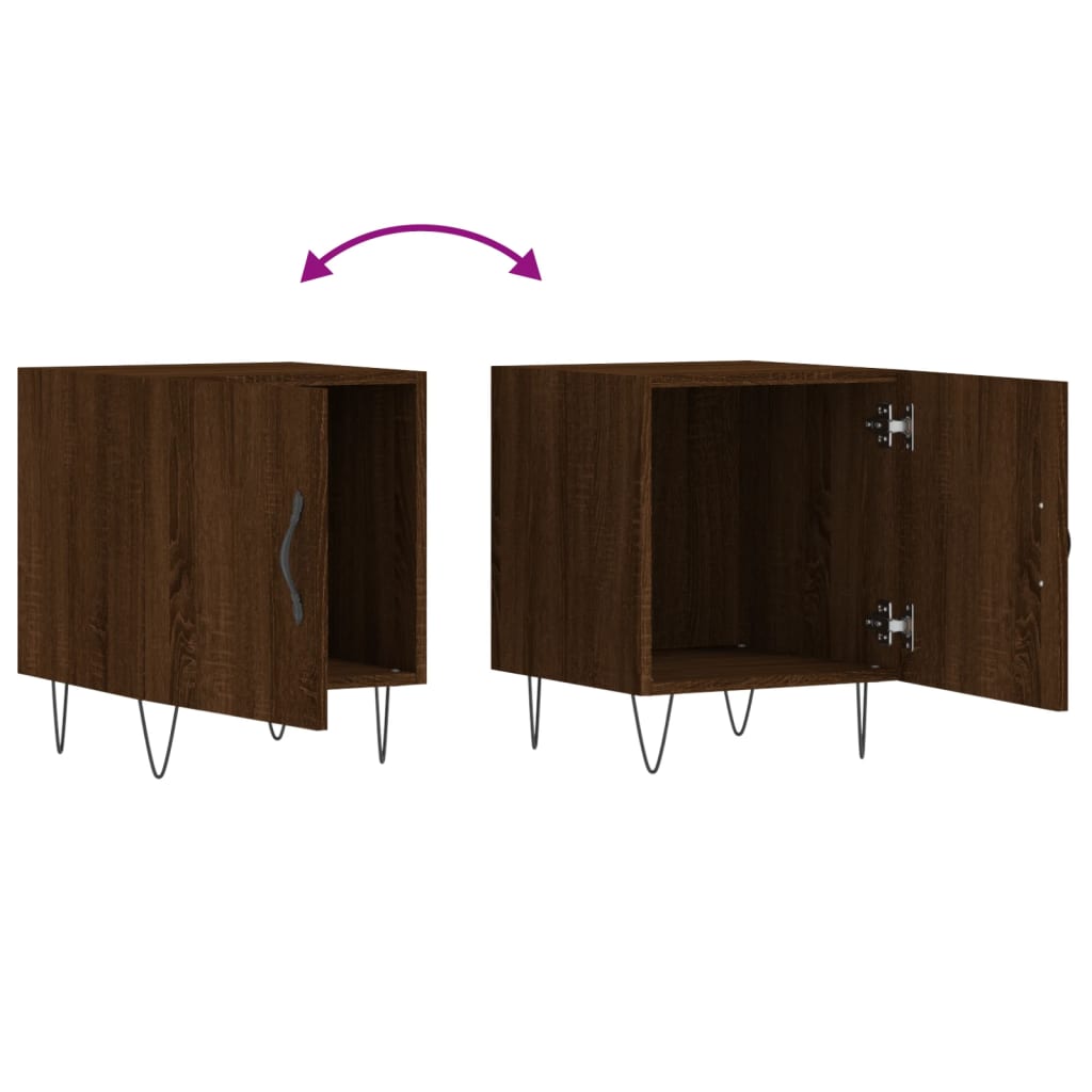 Comodini 2 pz Rovere Marrone 40x40x50 cm in Legno Multistrato