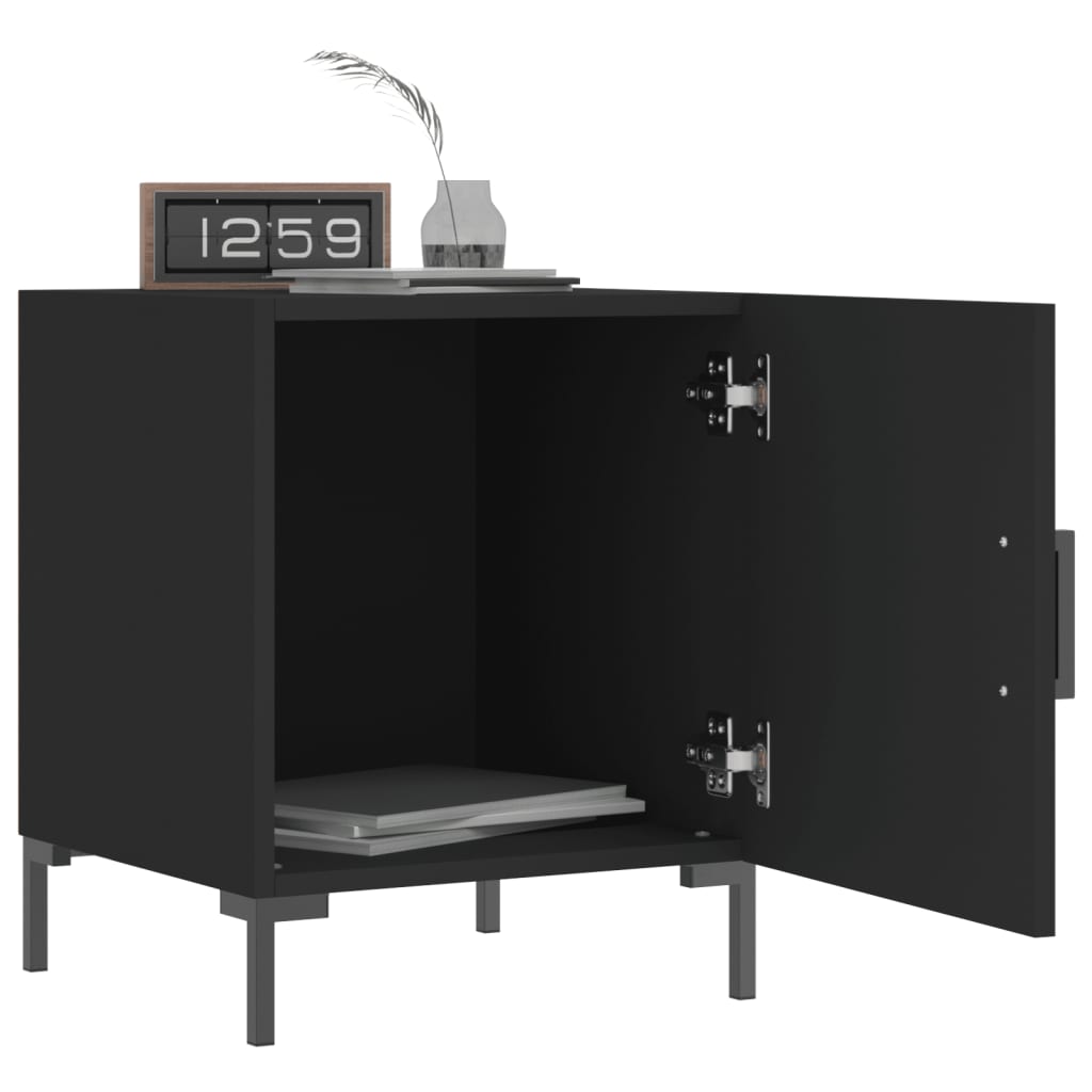 Comodini 2 pz Neri 40x40x50 cm in Legno Multistrato