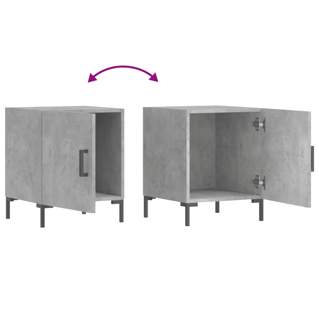 Comodini 2 pz Grigio Cemento 40x40x50 cm in Legno Multistrato