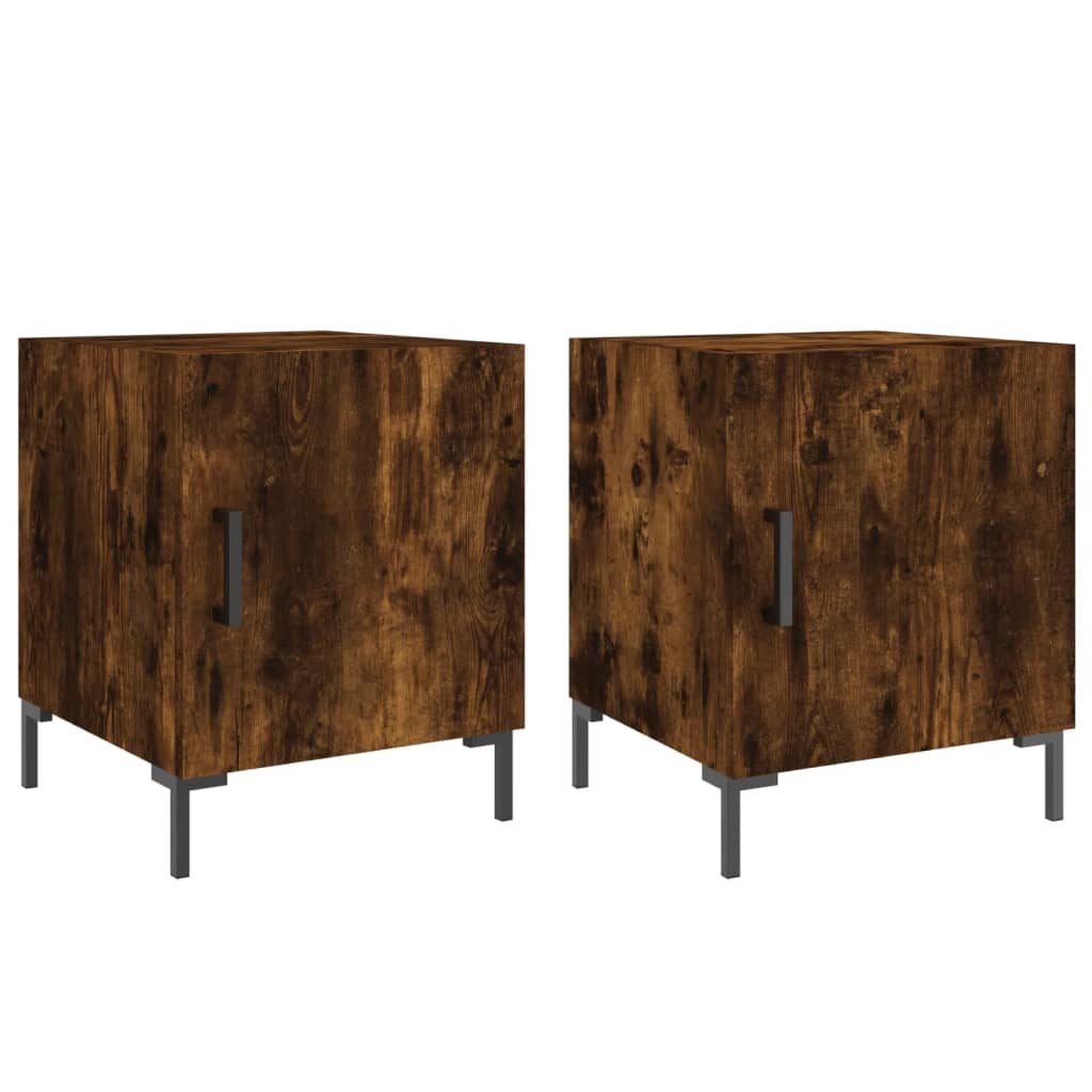 Comodini 2 pz Rovere Fumo 40x40x50 cm in Legno Multistrato