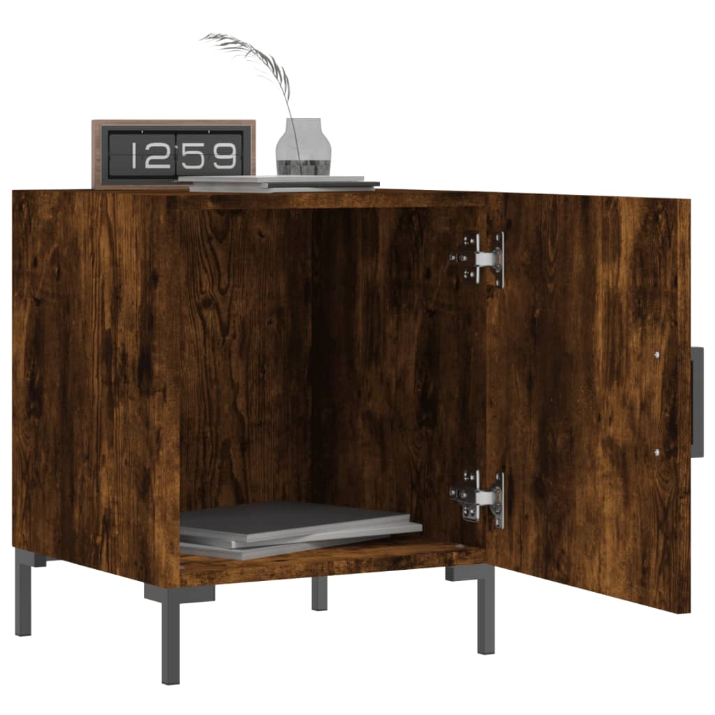 Comodini 2 pz Rovere Fumo 40x40x50 cm in Legno Multistrato