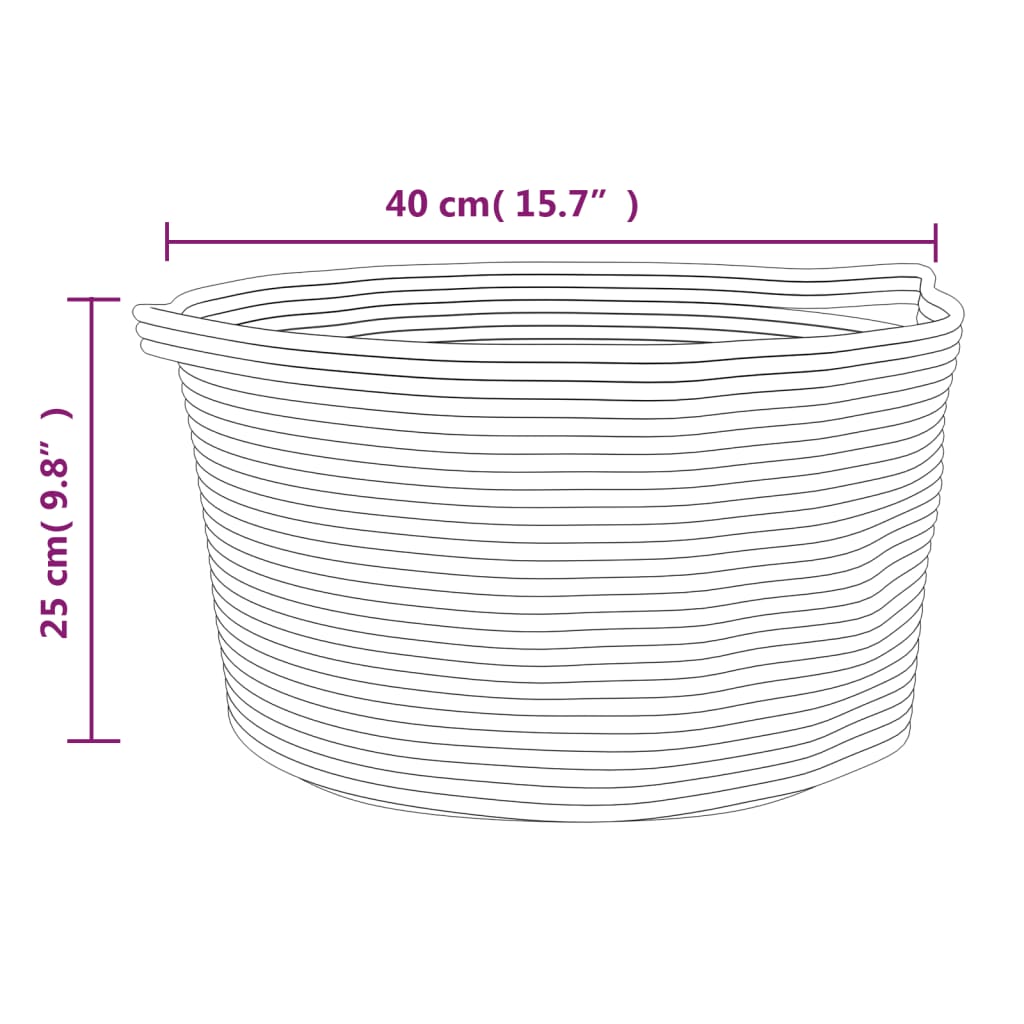 Cestino Portaoggetti Grigio e Bianco Ø40x25 cm in Cotone