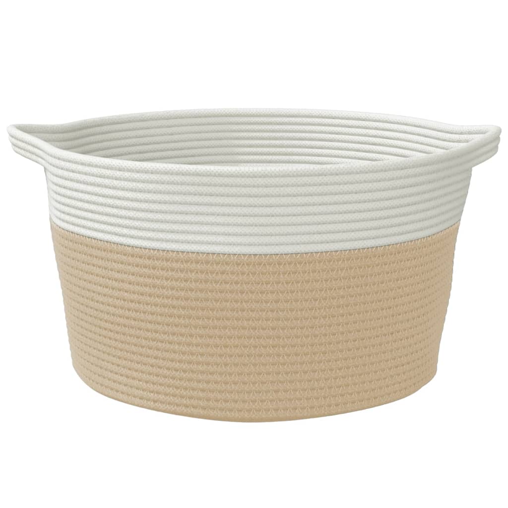 Cestino Portaoggetti Beige e Bianco Ø40x25 cm in Cotone