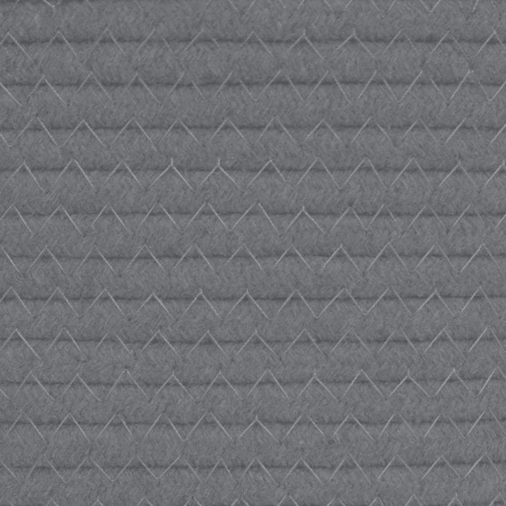 Cestino Portaoggetti Grigio e Bianco Ø40x35 cm in Cotone