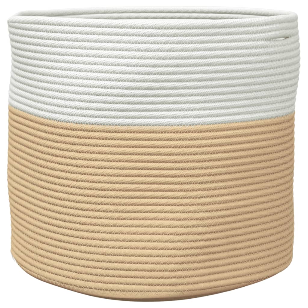 Cestino Portaoggetti Beige e Bianco Ø40x35 cm in Cotone