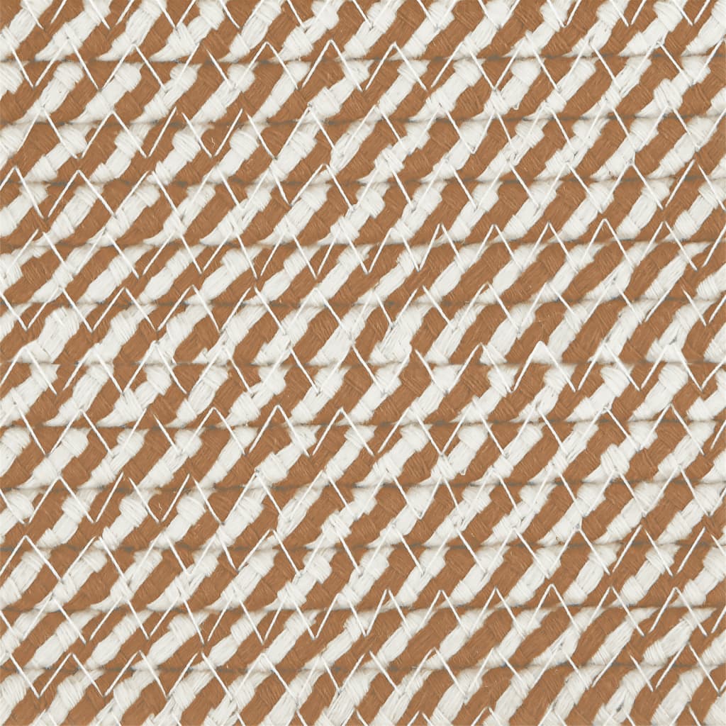 Cestino Portaoggetti Marrone e Bianco Ø40x35 cm in Cotone