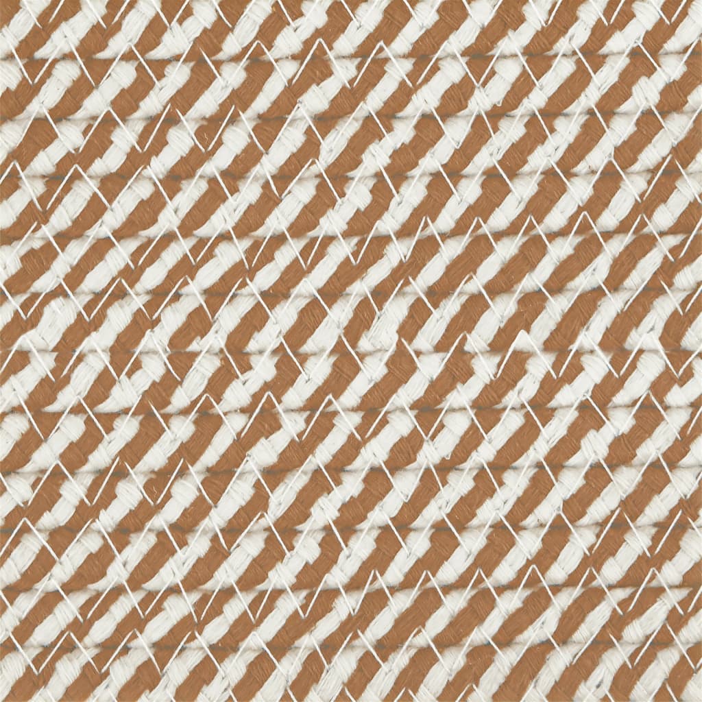 Cestino Portaoggetti Marrone e Bianco Ø51x33 cm in Cotone