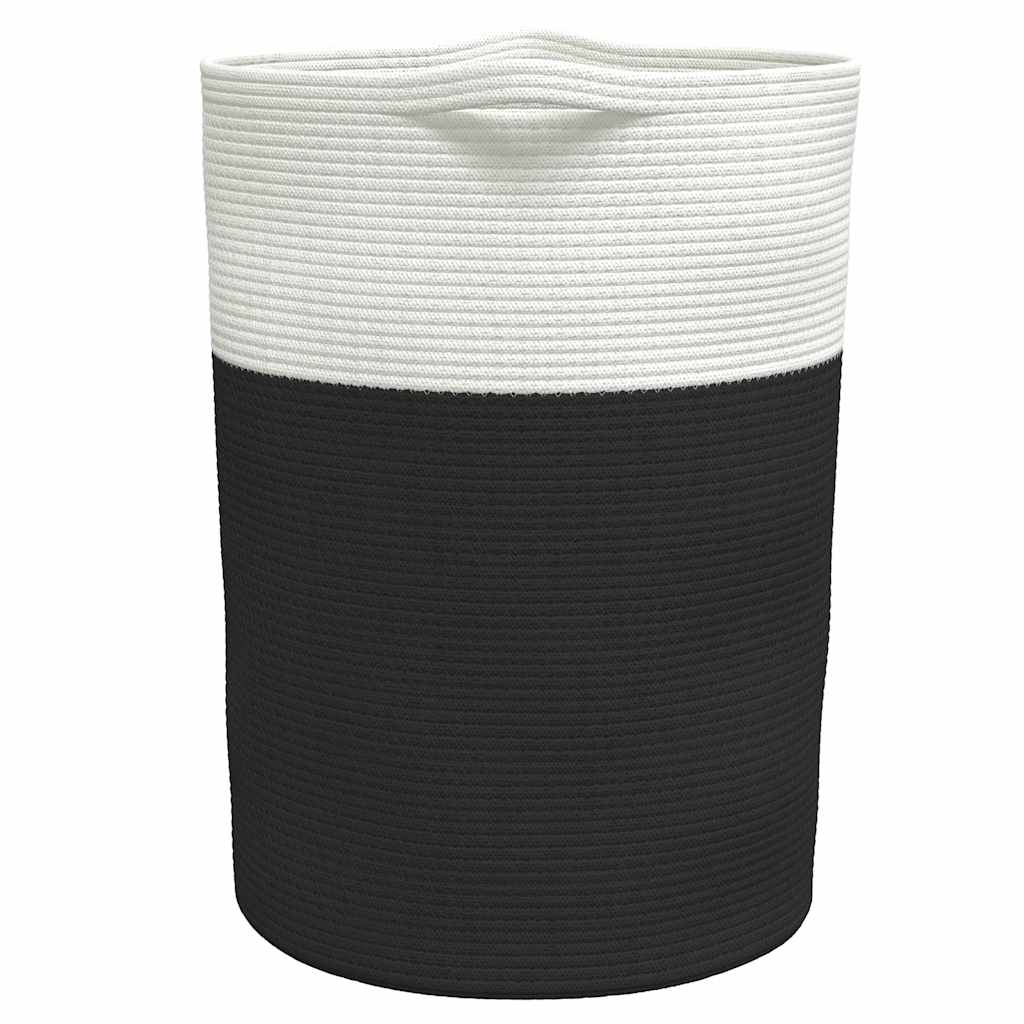 Cestino Portaoggetti Nero e Bianco Ø49x65 cm in Cotone