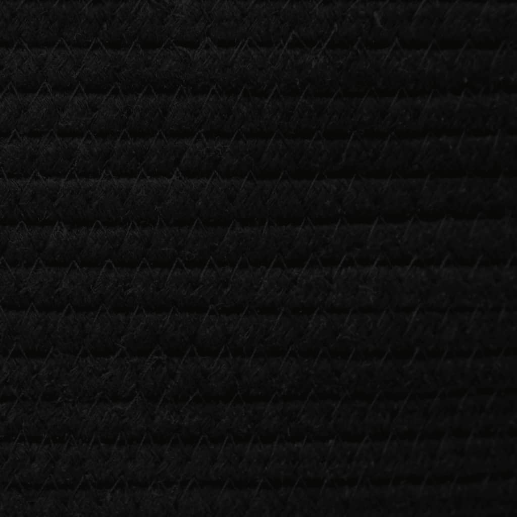 Cestino Portaoggetti con Coperchio Bianco Nero Ø40x35cm Cotone