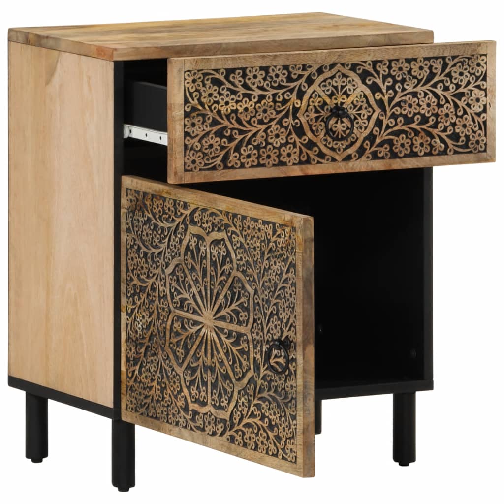 Comodino 50x33x60 cm in Legno Massello di Mango