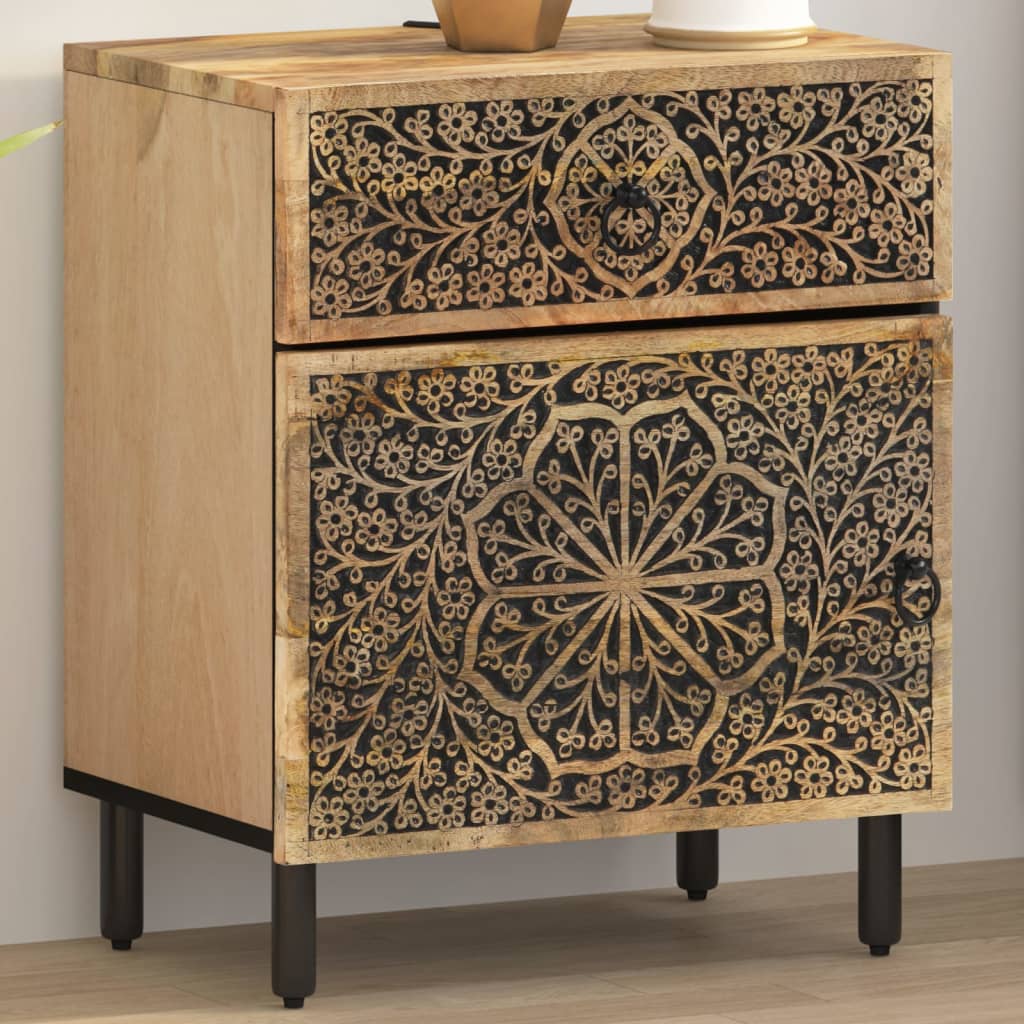 Comodino 50x33x60 cm in Legno Massello di Mango