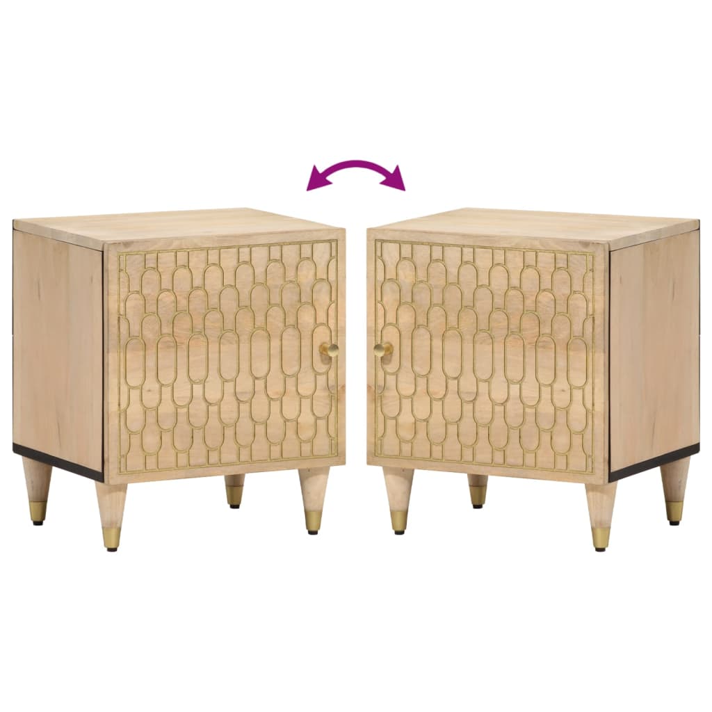 Comodini 2pz 40x33x46 cm in Legno Massello di Mango