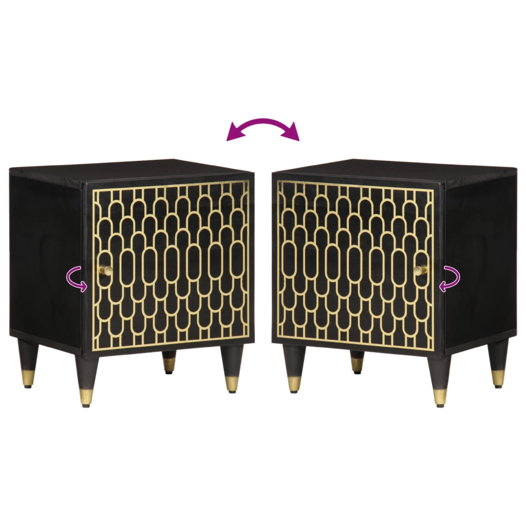 Comodini 2pz 40x33x46 cm in Legno Massello di Mango
