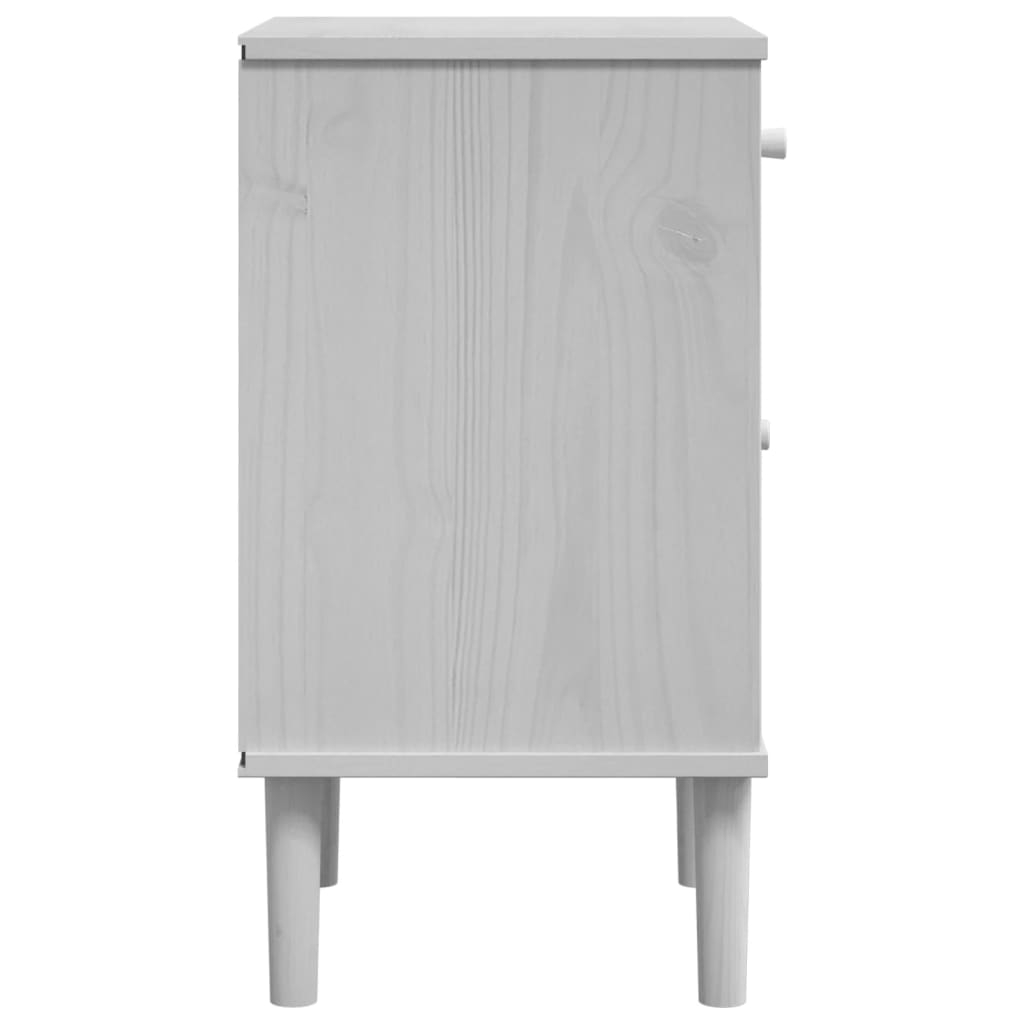 Comodino SENJA Aspetto Rattan Bianco 40x35x65 cm in Legno Pino