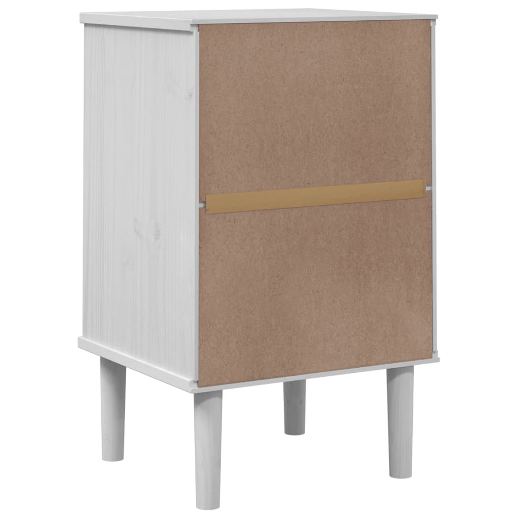 Comodino SENJA Aspetto Rattan Bianco 40x35x65 cm in Legno Pino