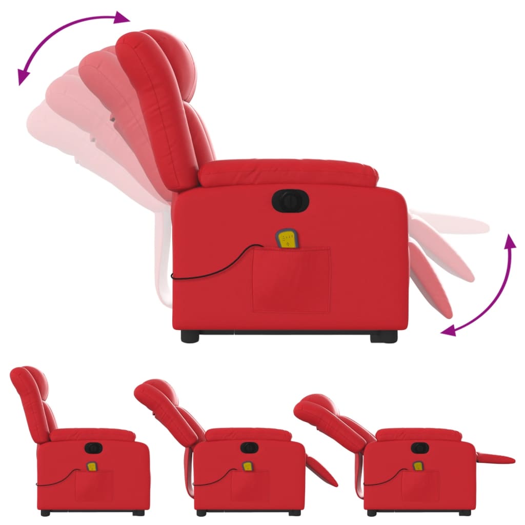 Poltrona Alzapersona Reclinabile Elettrica Rossa in Similpelle