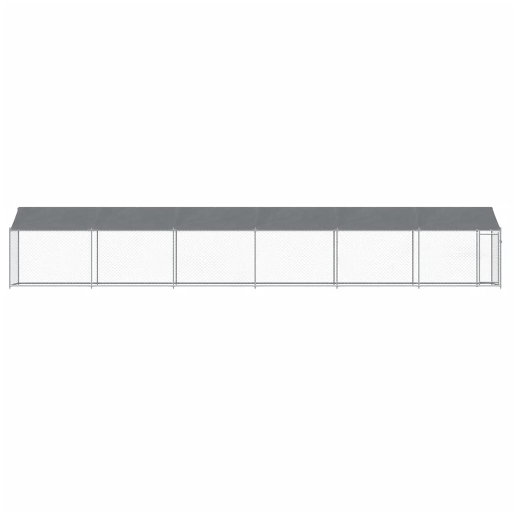 Gabbia Cani con Tetto e Porta Grigia 12x2x2 m Acciaio Zincato