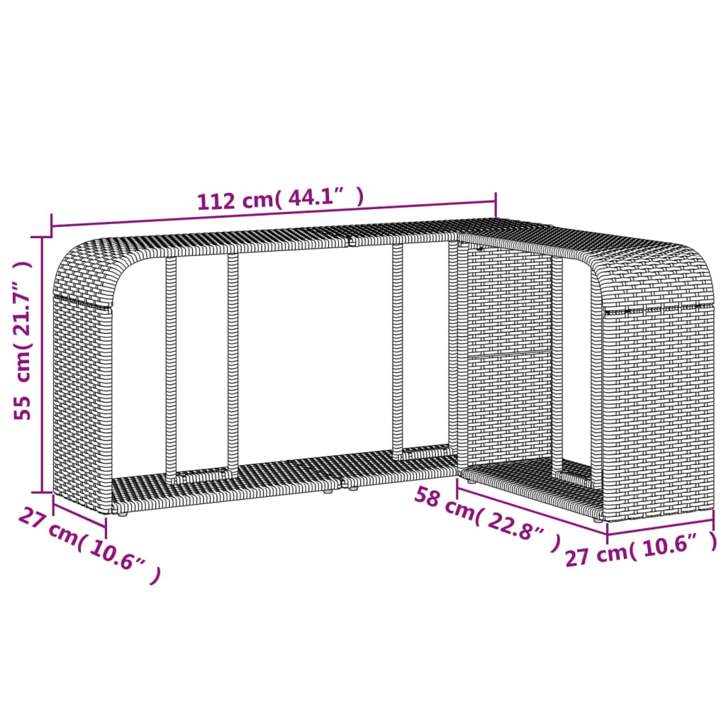 Scaffali Portaoggetti 2 pz Marrone in Polyrattan