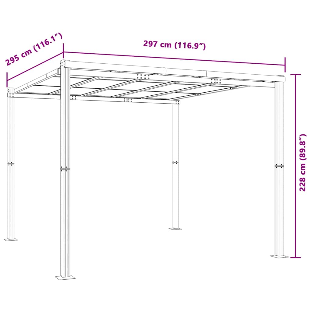 Gazebo da Giardino Antracite 3x3 m in Alluminio