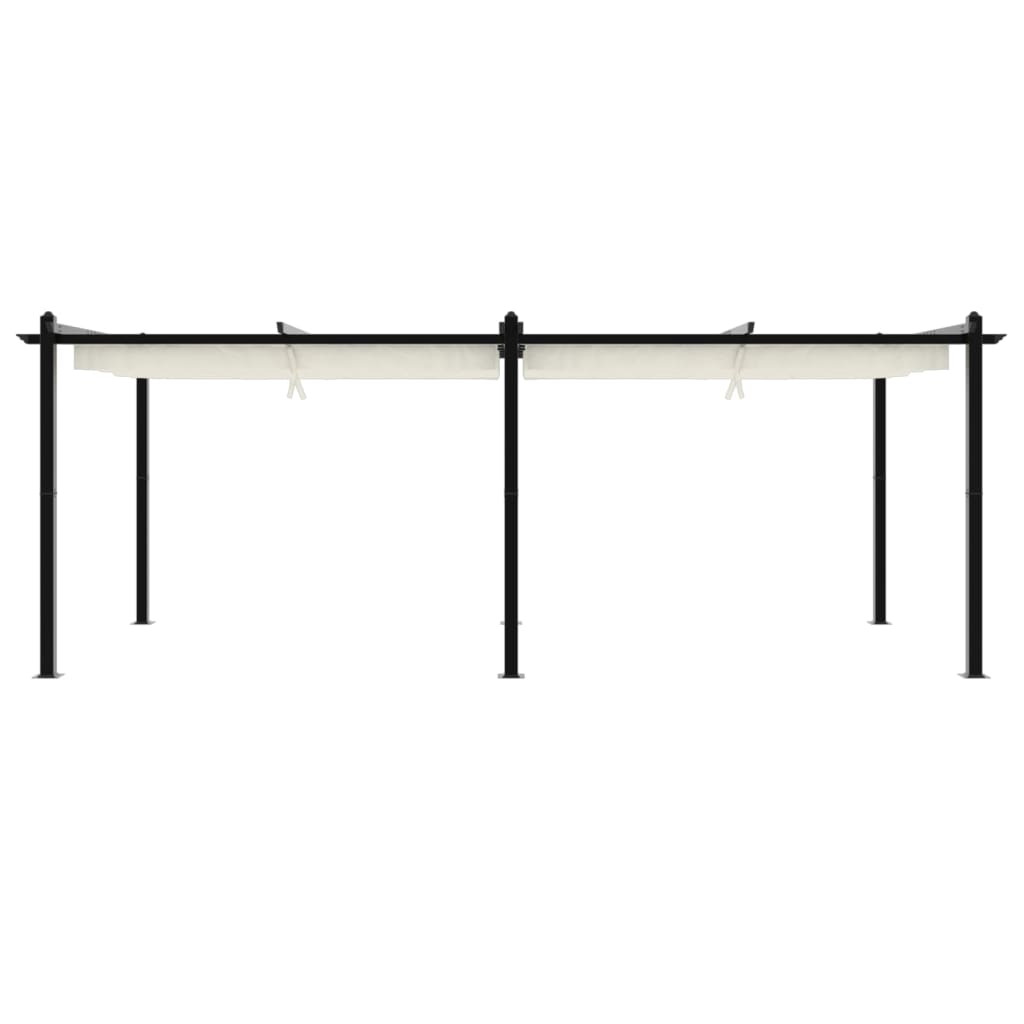 Gazebo da Giardino con Tetto Retrattile Crema 3x6m in Alluminio