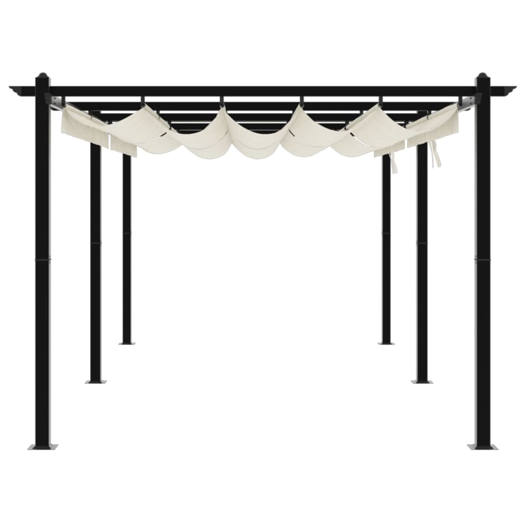 Gazebo da Giardino con Tetto Retrattile Crema 3x6m in Alluminio