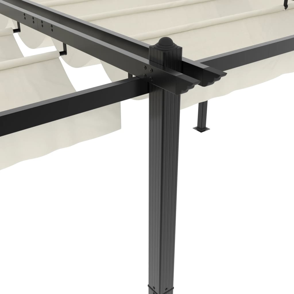 Gazebo da Giardino con Tetto Retrattile Crema 3x6m in Alluminio