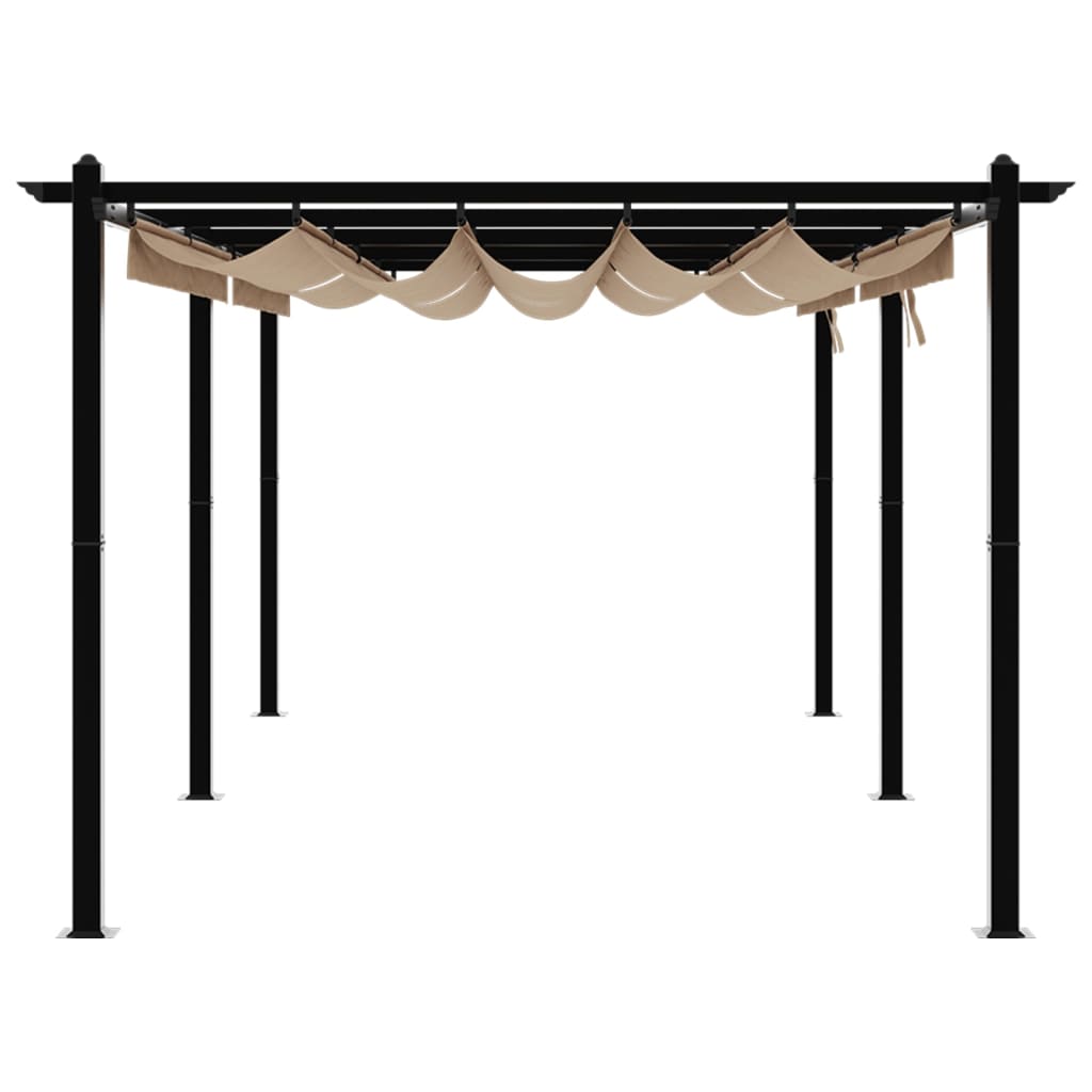 Gazebo da Giardino con Tetto Retrattile Tortora 3x6 m Alluminio