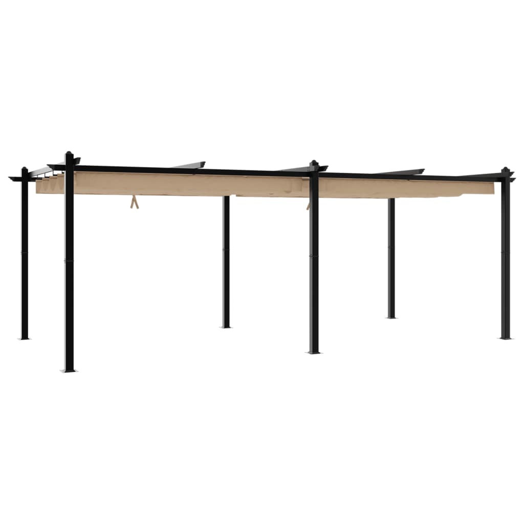 Gazebo da Giardino con Tetto Retrattile Tortora 3x6 m Alluminio