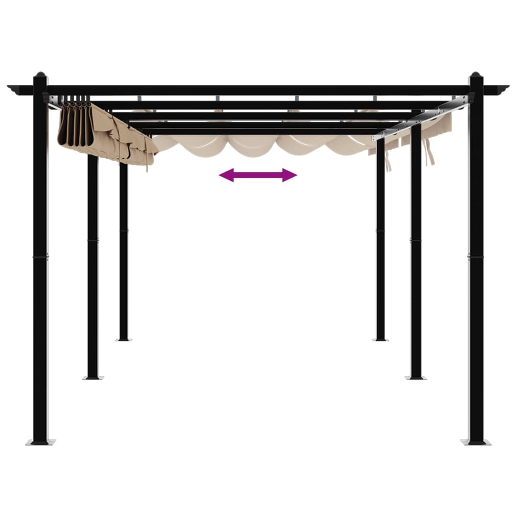 Gazebo da Giardino con Tetto Retrattile Tortora 3x6 m Alluminio