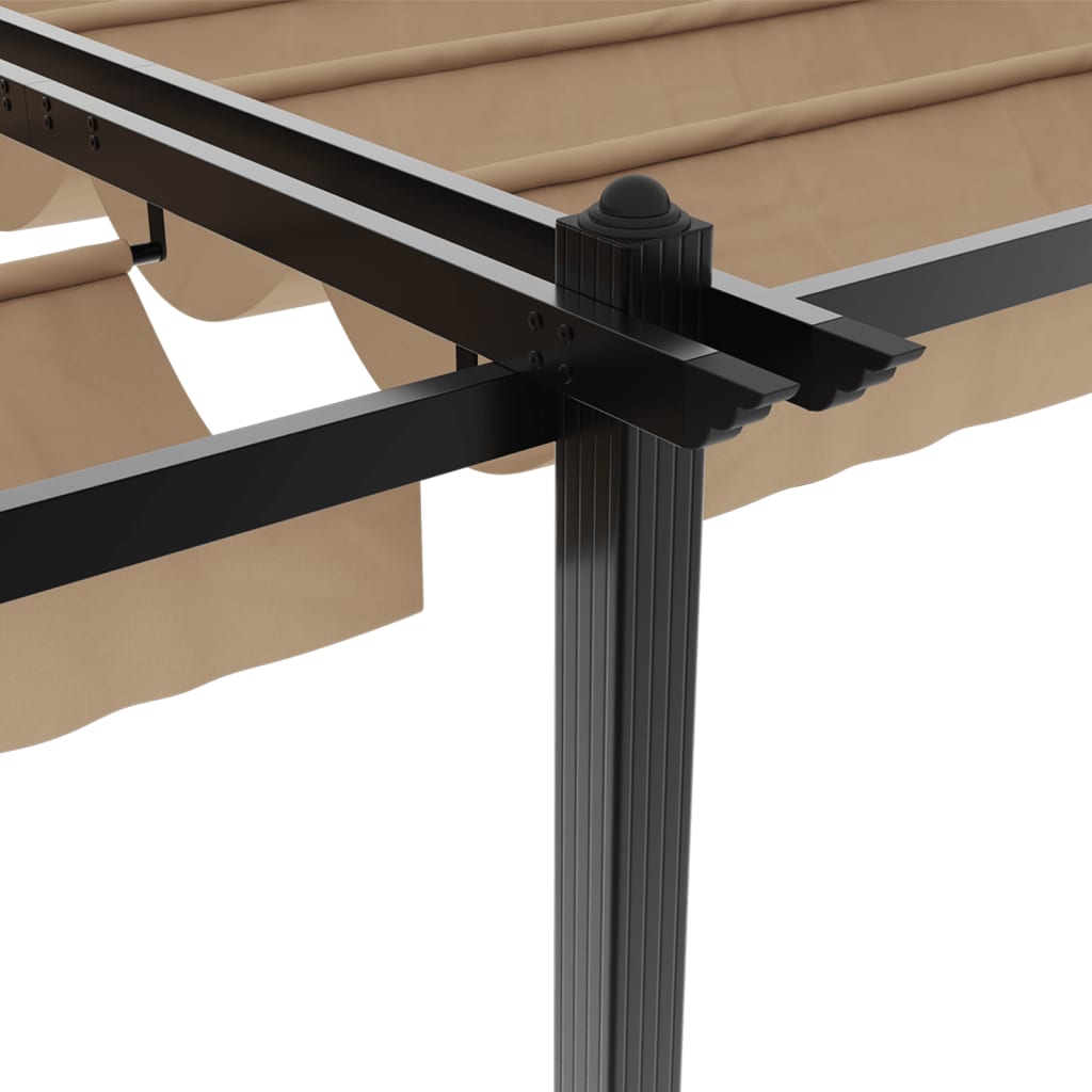 Gazebo da Giardino con Tetto Retrattile Tortora 3x6 m Alluminio