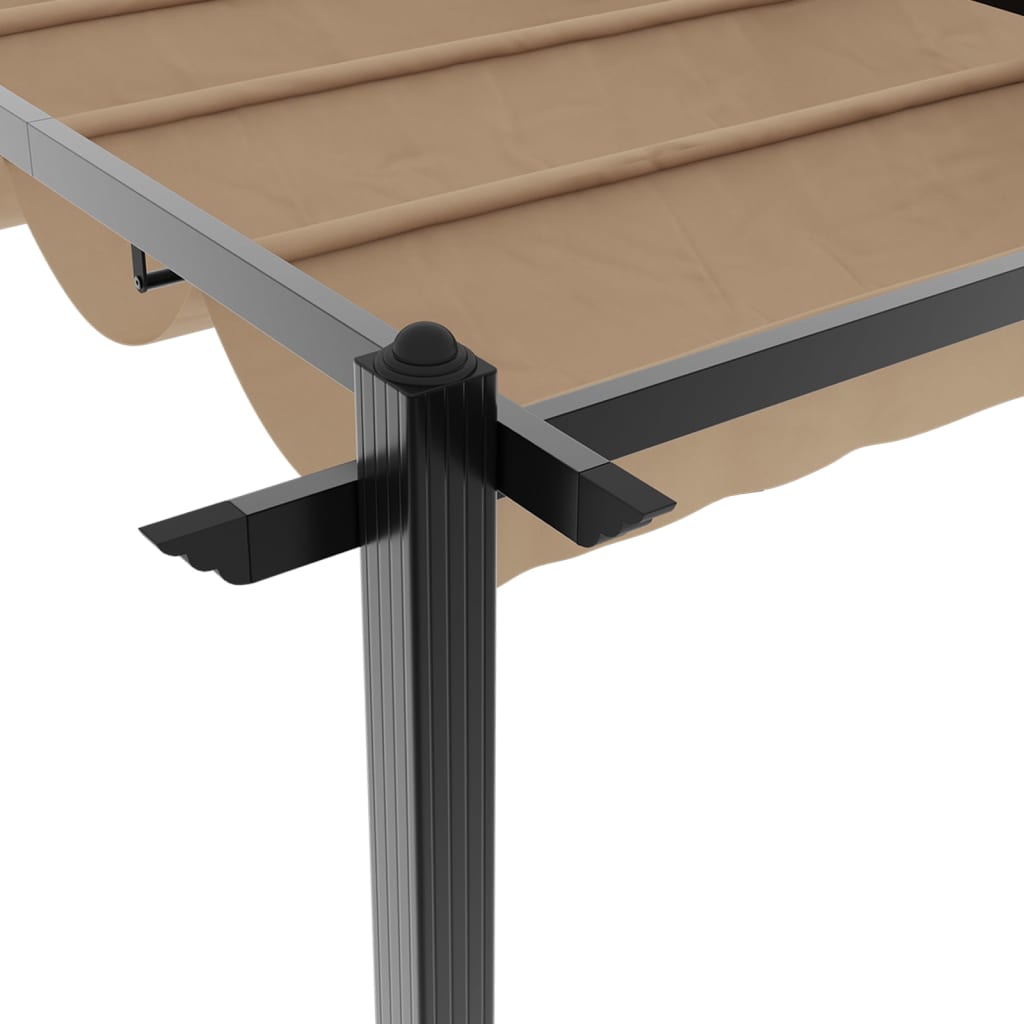 Gazebo da Giardino con Tetto Retrattile Tortora 3x6 m Alluminio