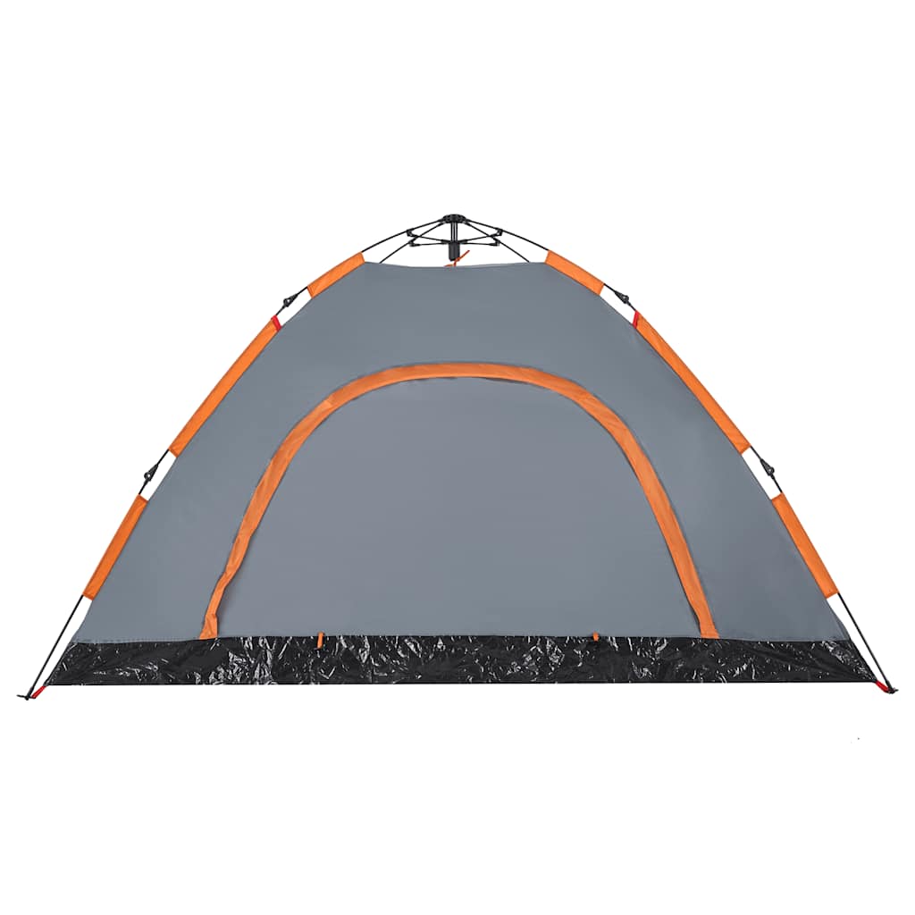 Tenda Campeggio 4 Persone Grigio e Arancione a Rilascio Rapido