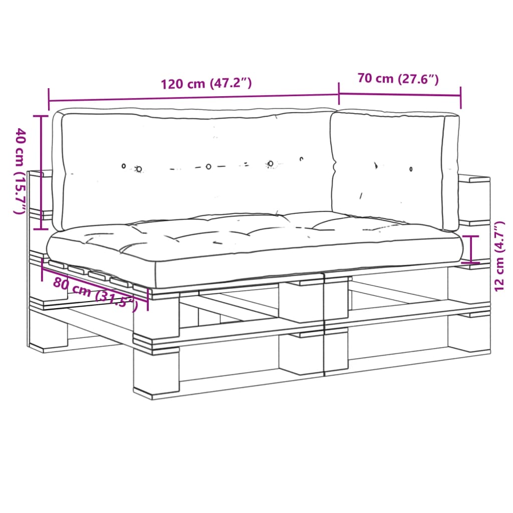 Cuscini per Pallet 3 pz Verde Intenso in Tessuto