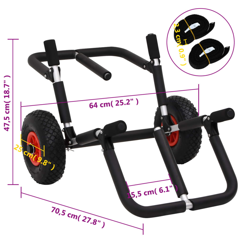 Carrello SUP per 2 Tavole da Surf Pieghevole 90 kg in Alluminio
