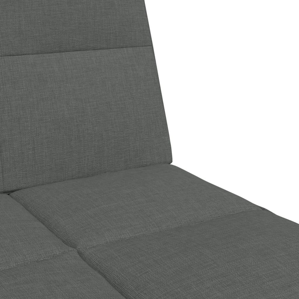 Divano Letto 2 Posti con Poggiapiedi Grigio Scuro in Tessuto