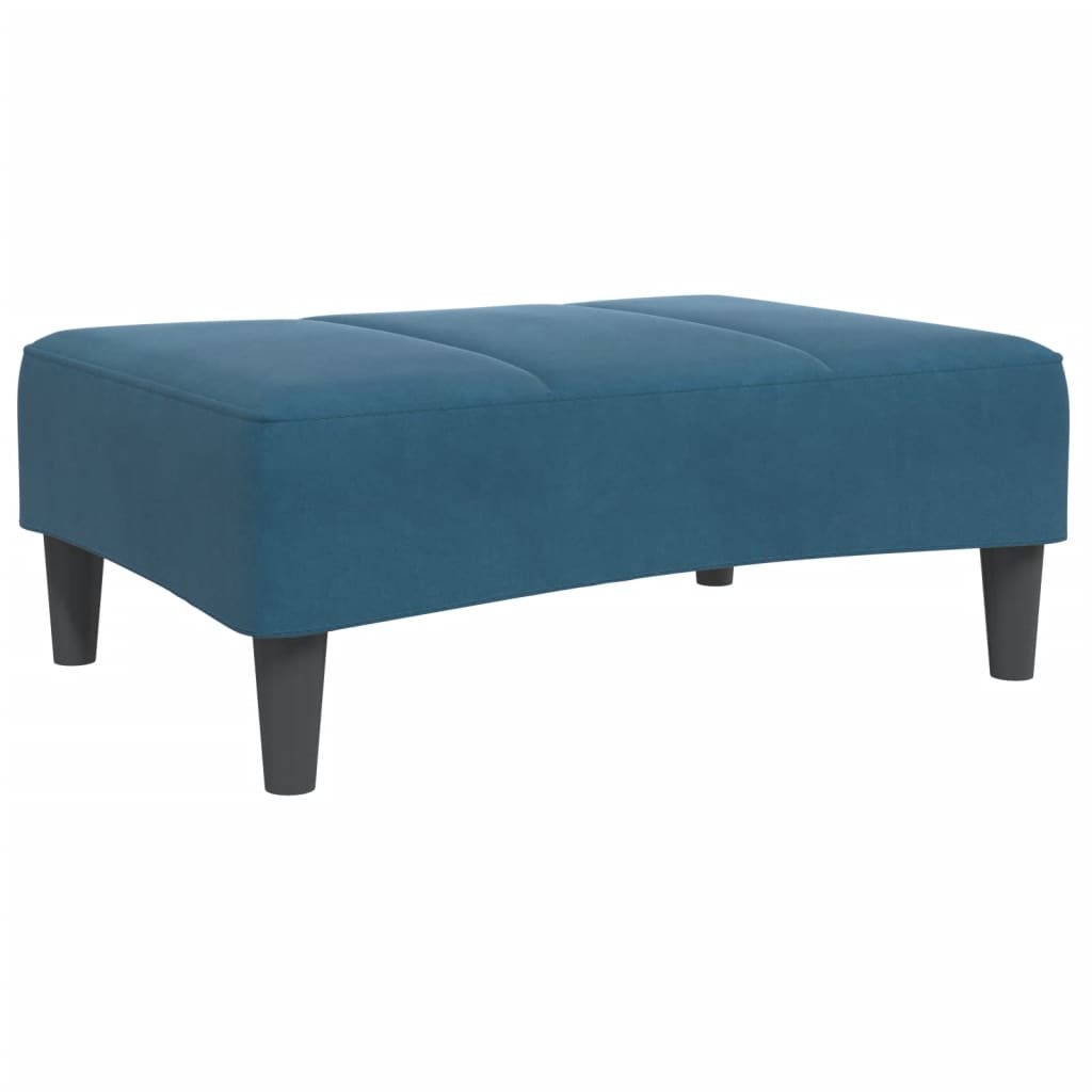 Divano Letto 2 Posti con Poggiapiedi Blu in Velluto