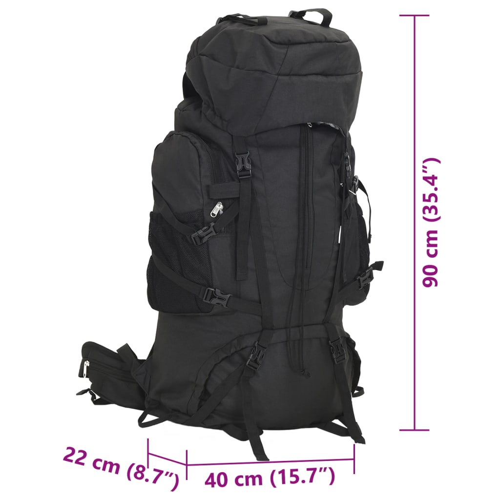 Zaino da Trekking Nero 100 L in Tessuto Oxford
