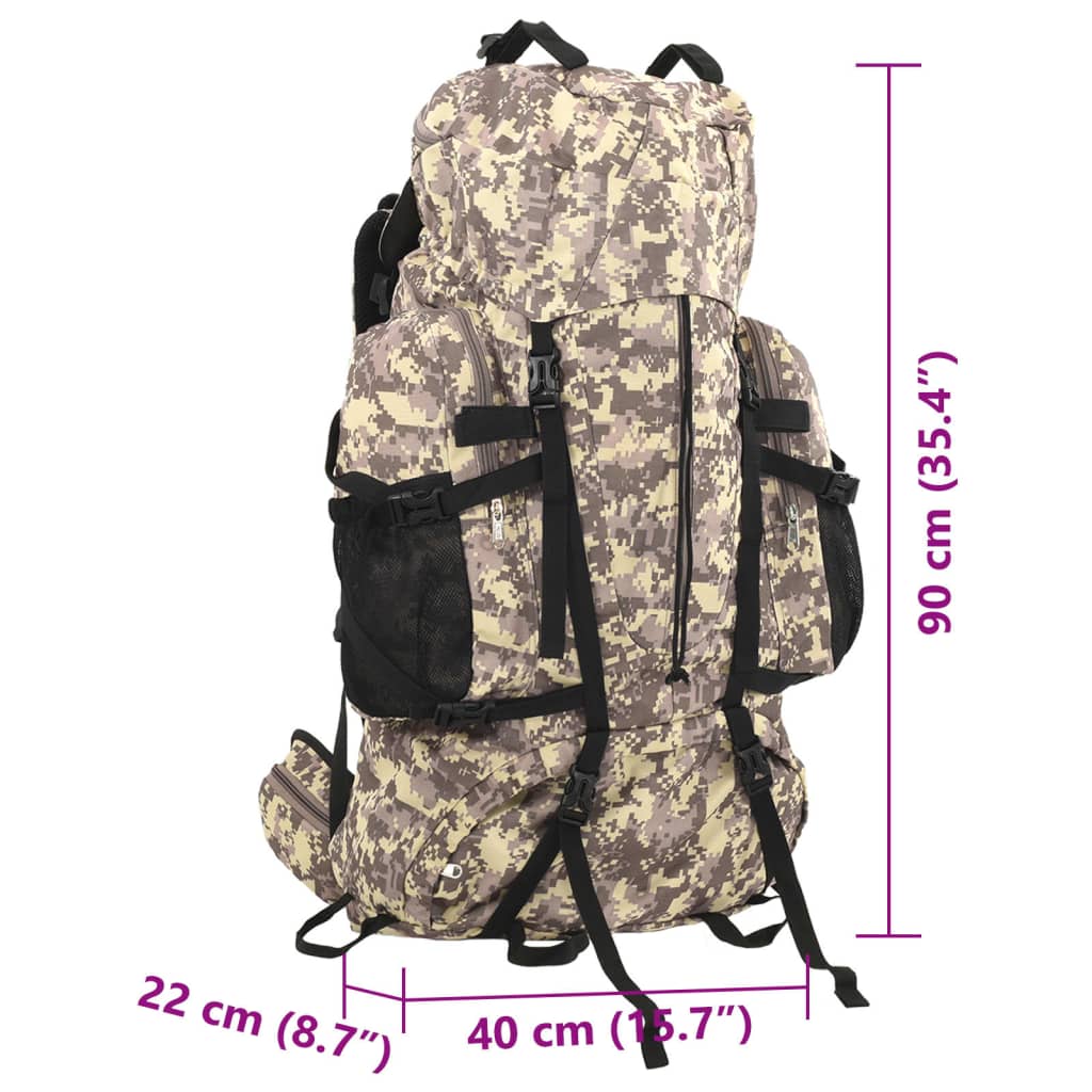 Zaino da Trekking Cammello Mimetico 100 L in Tessuto Oxford