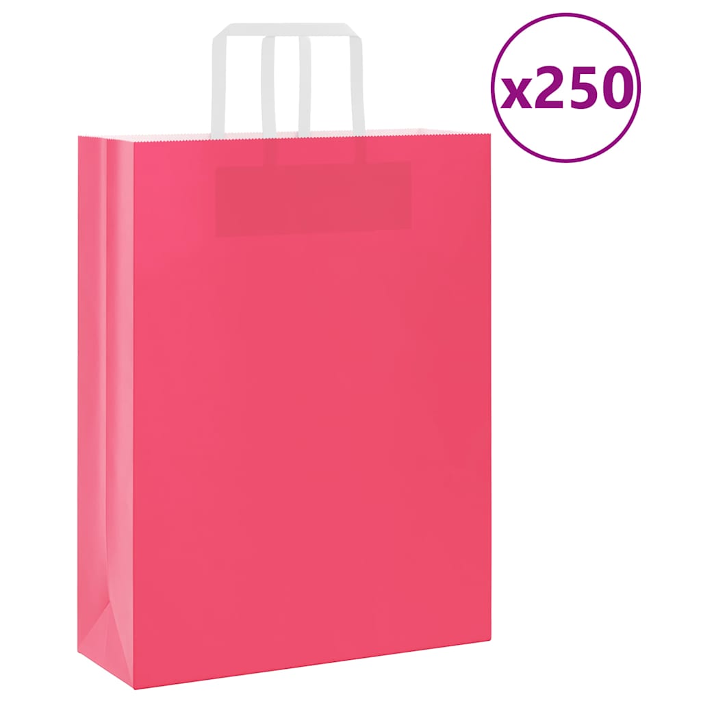 Sacchetti di Carta 250 pz con Manici Rosa 32x12x42 cm