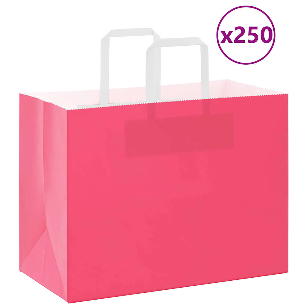 Sacchetti di Carta 250 pz con Manici Rosa 32x17x25 cm